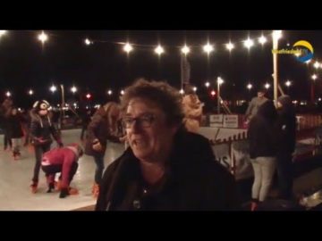 Schaatsen op het plein.  van kasteel Radboud in Medemblik